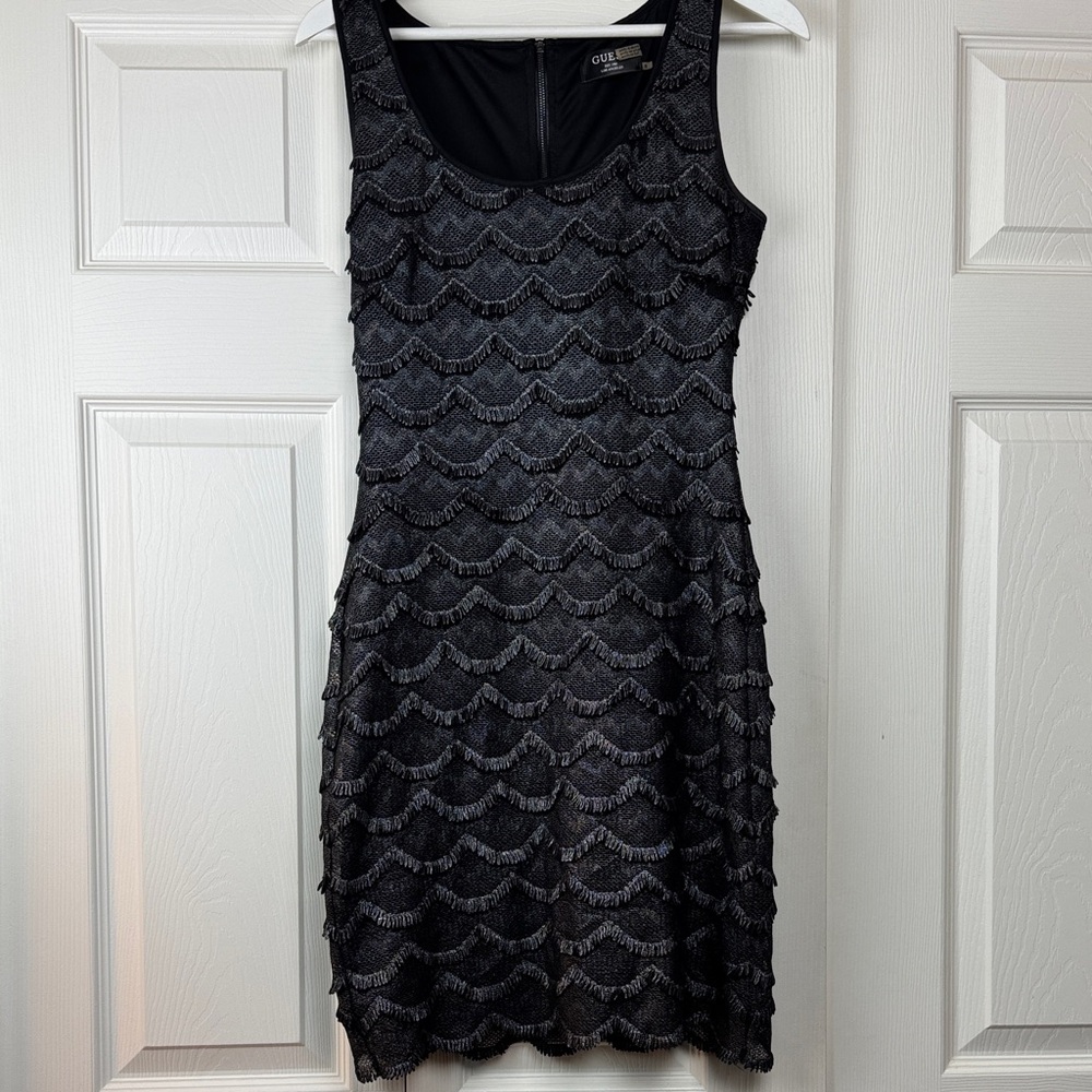 Guess Metallic Black Textured Dress